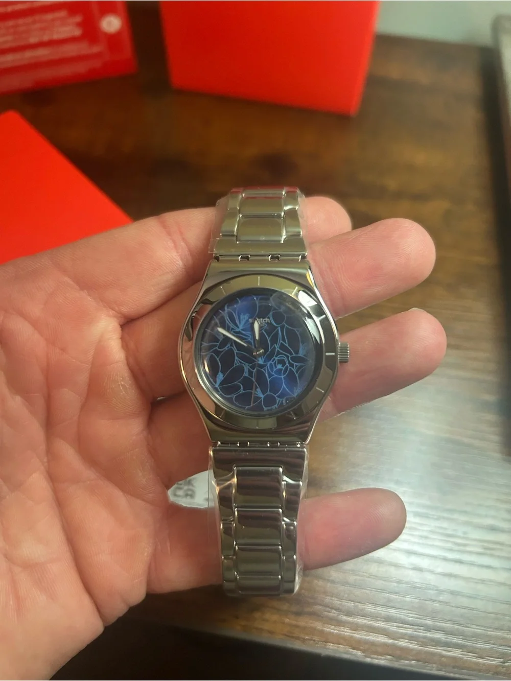 Swatch Petal Frenzy YLS235G Stainless Steel Watch New in Box